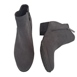 Blondo Ankle Boots Womens 7.5 Waterproof Gray Suede 2" Western Heel Side Zip